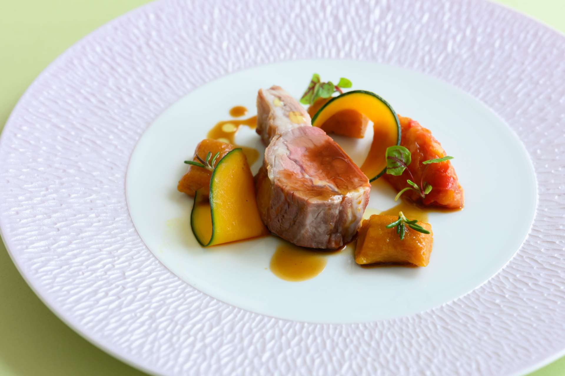 Roasted lamb with rosemany and pumpkin gnocchi