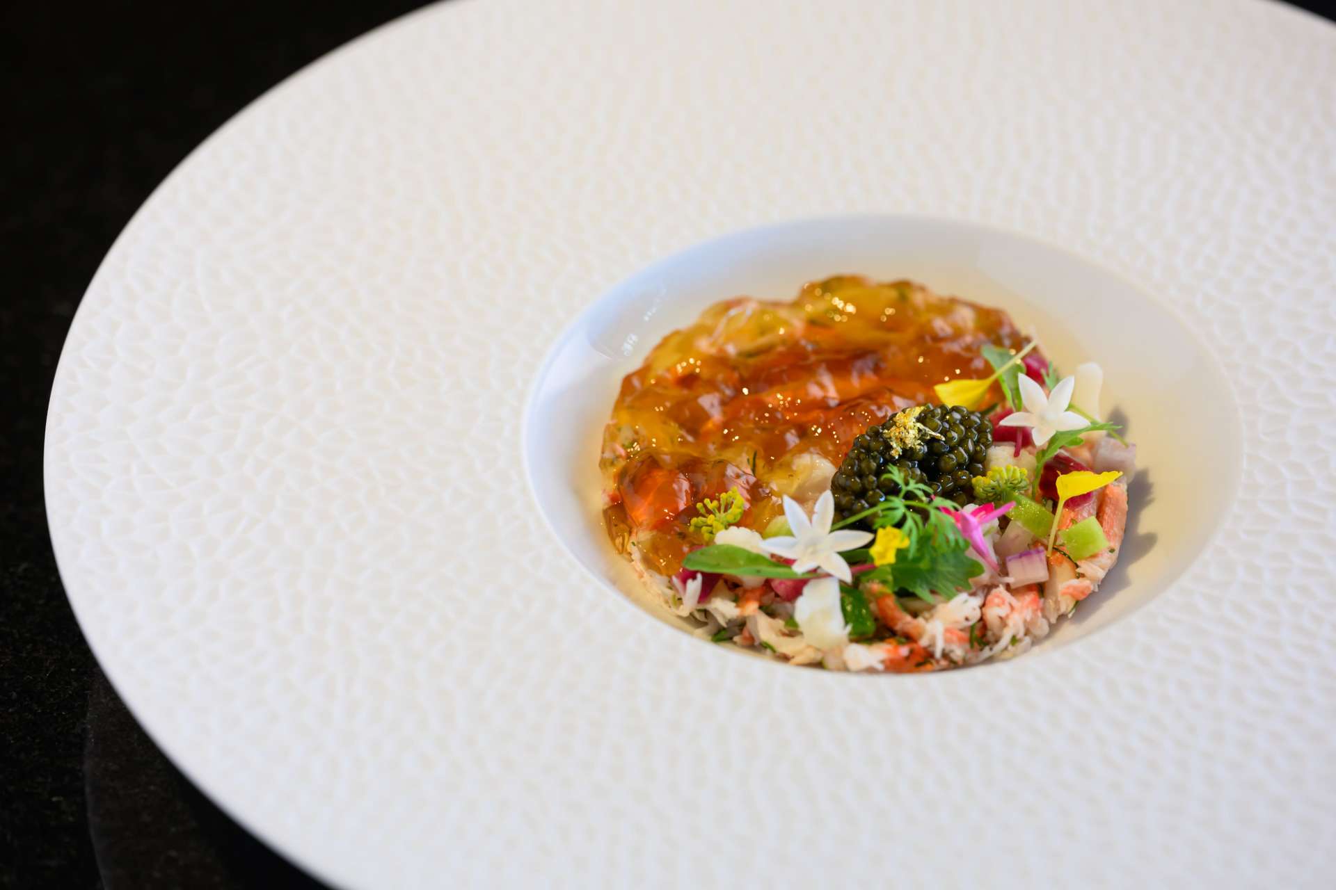 Cauliflower and snow crab jelly with Oscietra caviar