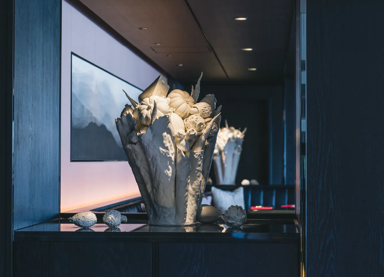 レストランソファー席横オブジェ